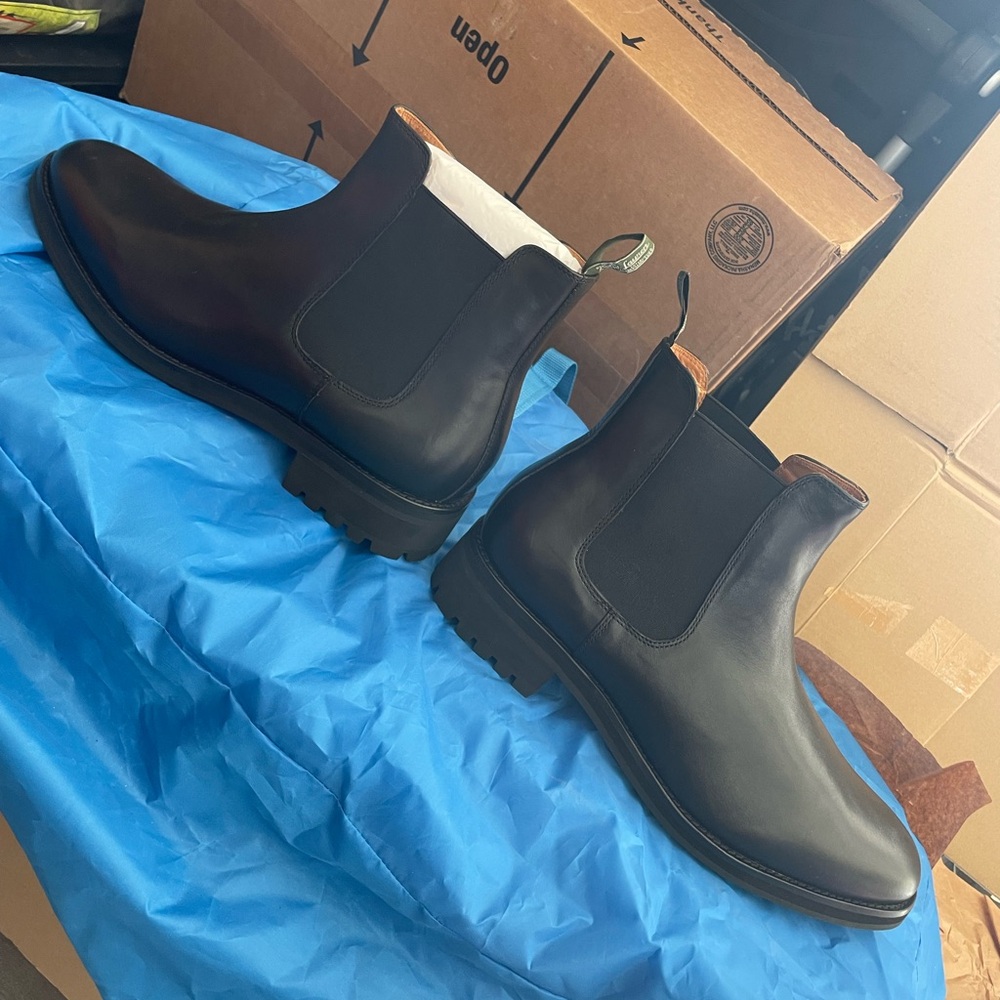 Polo Ralph Lauren Black Leather Ankle Boots .Mens Size 15 New